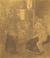 Mary Cassatt at The Louvre: The Etruscan Gallery (au Louvre: Musee Des Antiques) [copper Plate] by Edgar Degas